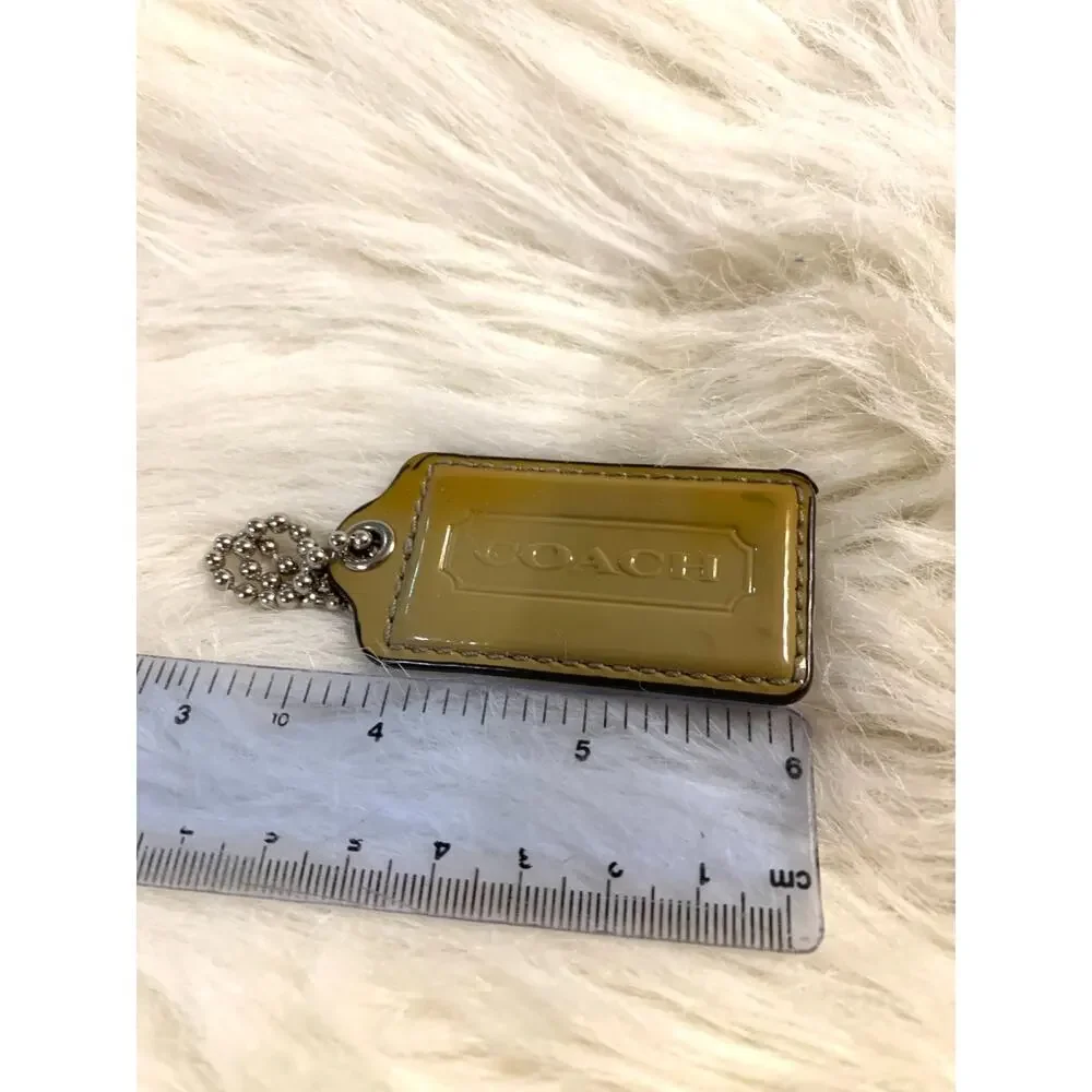 Authentic COACH Grass Green Patent Leathe Lozenge Hang Tag Purse Charm 2.5